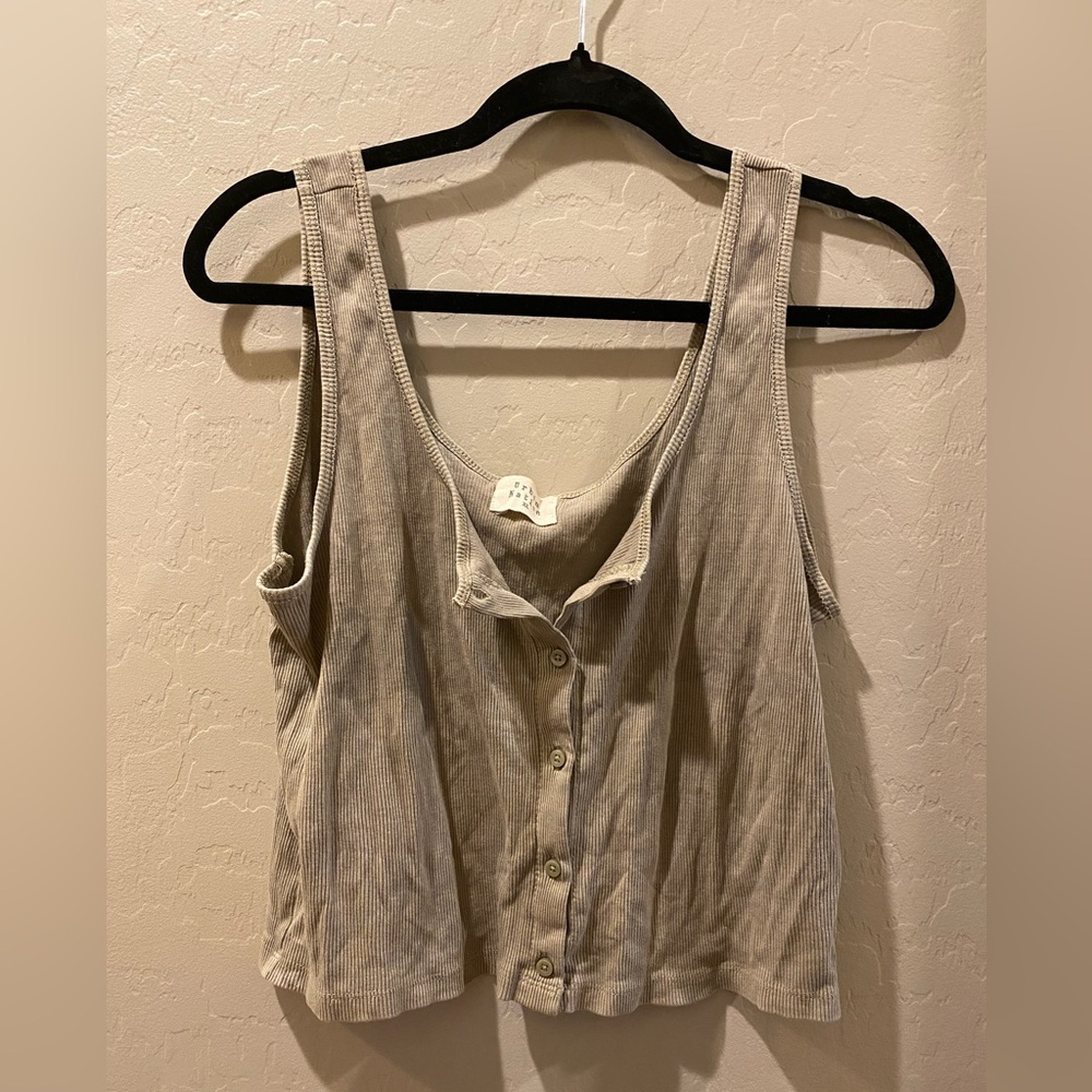 Beige Button-Up Tank Top